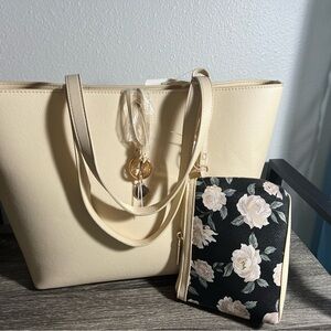 Elegant Anne Klein Tote Bag with Floral Pouch